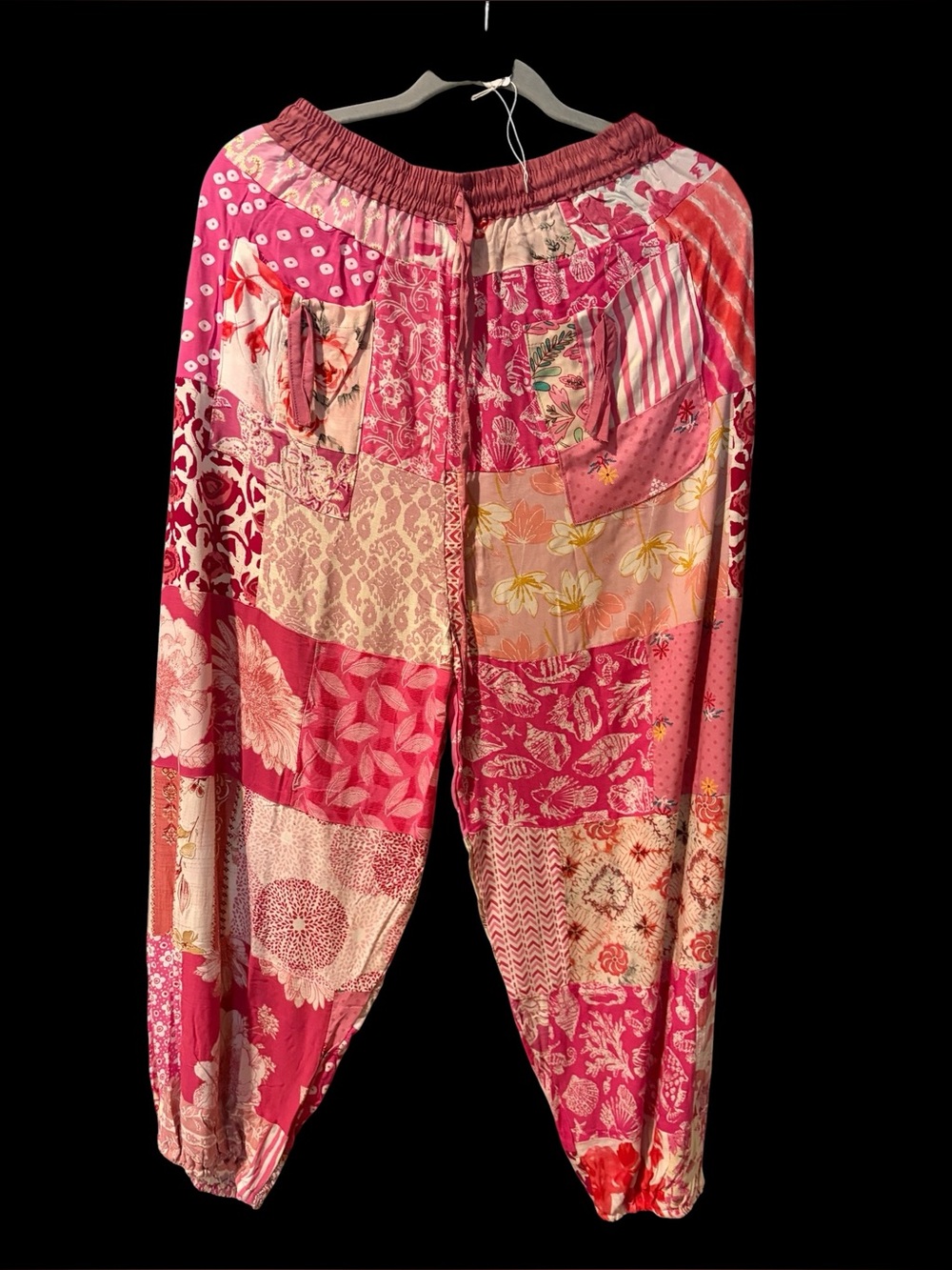 Pink #12 NWT 100% rayon patchwork jogger bottom pants